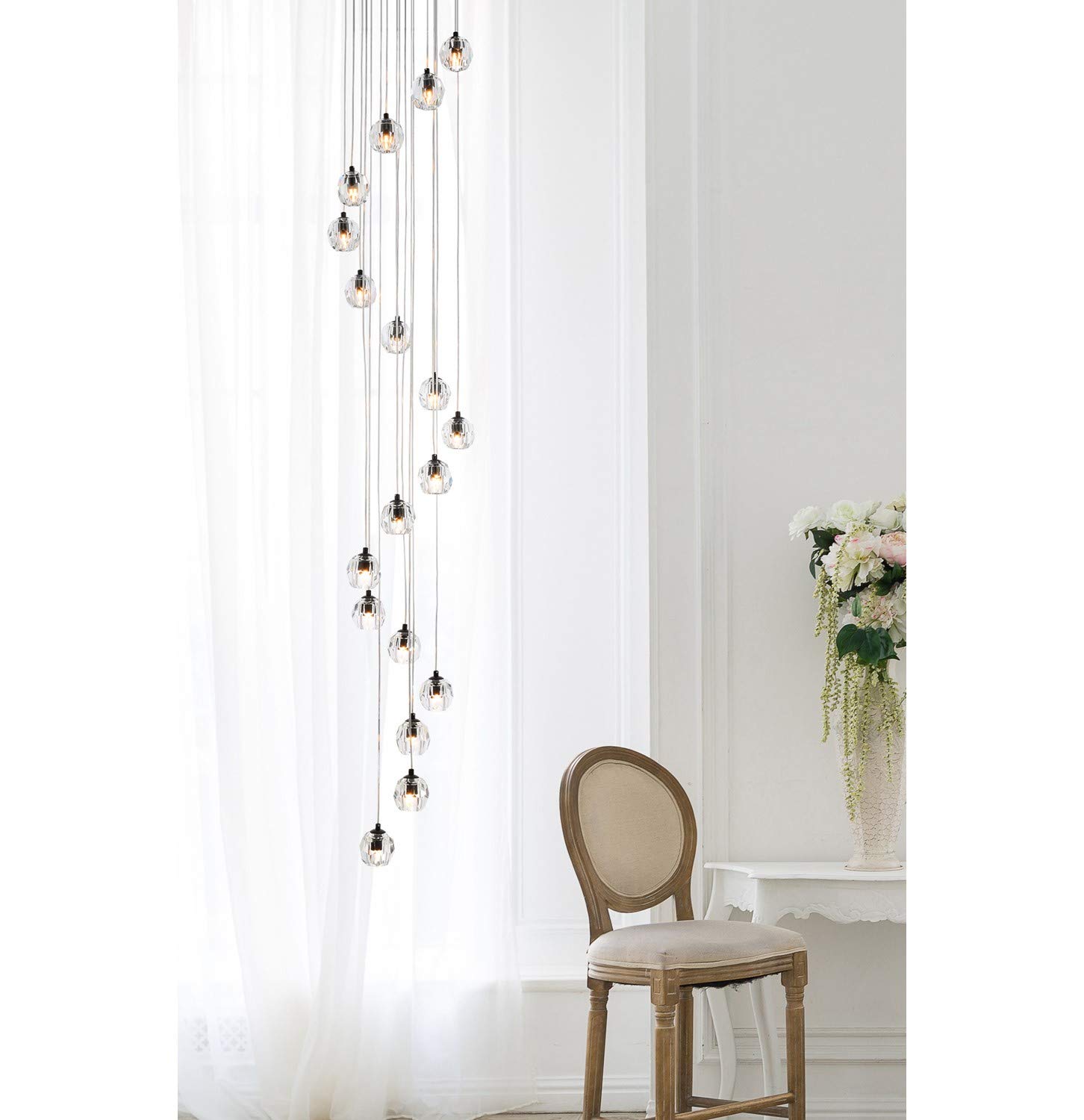 Eren 18-Light Black Modern Chandelier - Elegant Dining Room Pendant Lighting for Kitchen Island, Living Room, and Bedroom