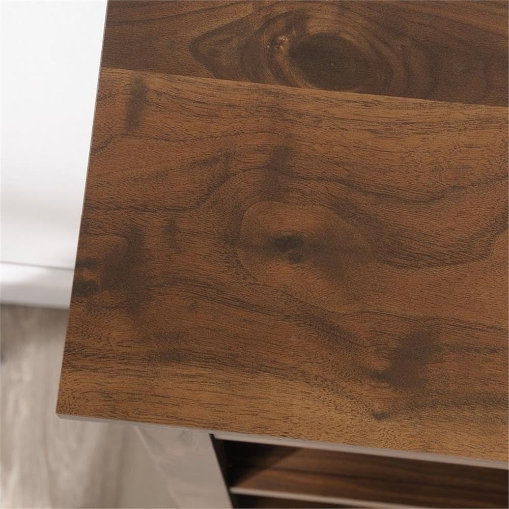 Pemberly Row 3-Shelf Tall Modern Engineered Wood Storage Bookcase in Walnut - Stylish Bookshelf for Living Room, Office & Bedroom Organization