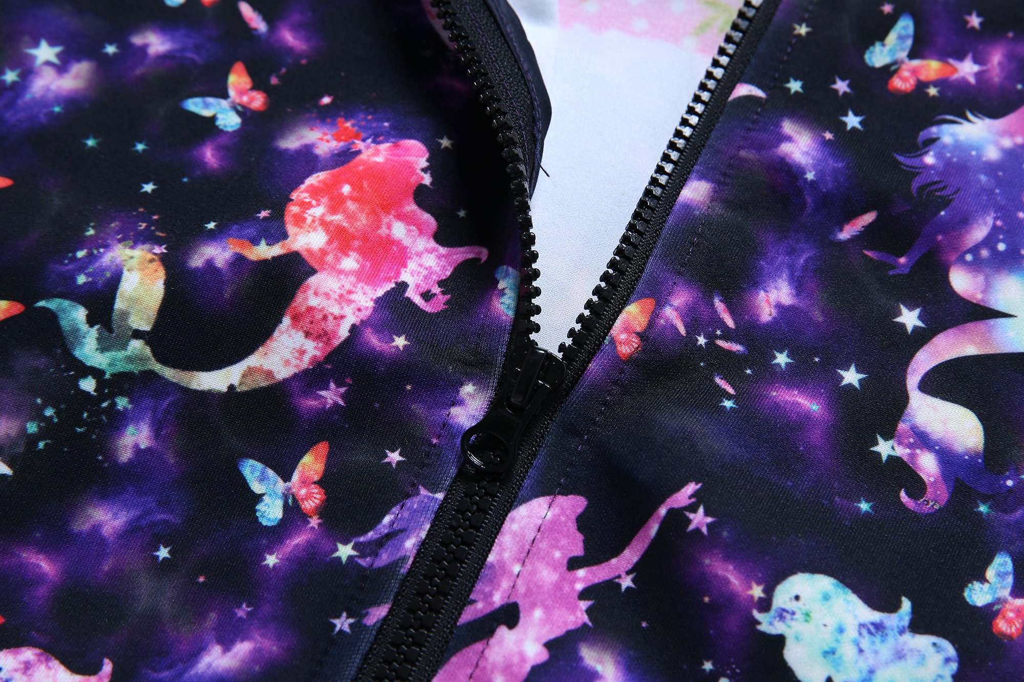 Girls Unicorn & Cat Print Zip Up Hoodie Jacket with Pockets - Cute Pullover Sweatshirt for School, Playdates & Outdoor Activities