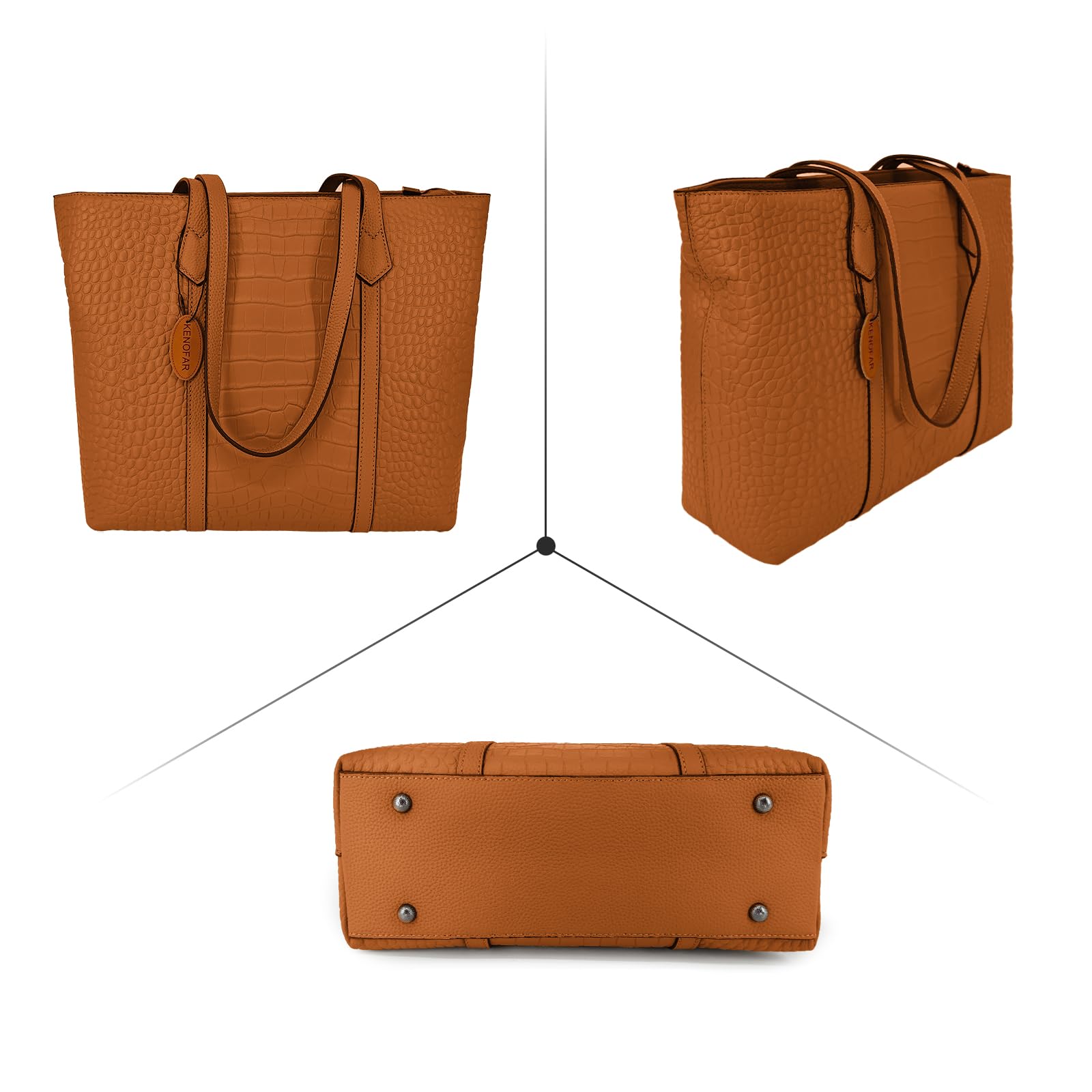 Premium Genuine Leather Tote Bag for Women - Spacious Large Capacity Work & Travel Shoulder Bag - Perfect for Office, Commute & Weekend Getaways