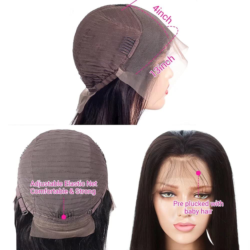 Brazilian Body Wave Human Hair Wig - 180 Density Short Bob with Ombre Highlights, 13x4 HD Transparent Lace Front, Pre Plucked Bleached Knots, 10 Inch | Perfect for Daily Wear, Cosplay & Special Occasions