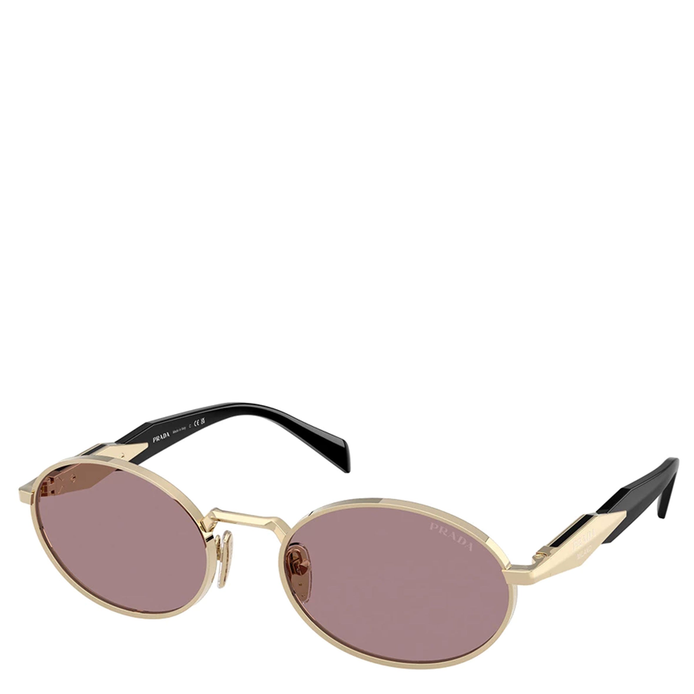 PRADA PR65ZS Gold & Mauve Metal Oval Sunglasses for Women - Luxury Designer Shades for Beach, Driving & Fashion Outfits