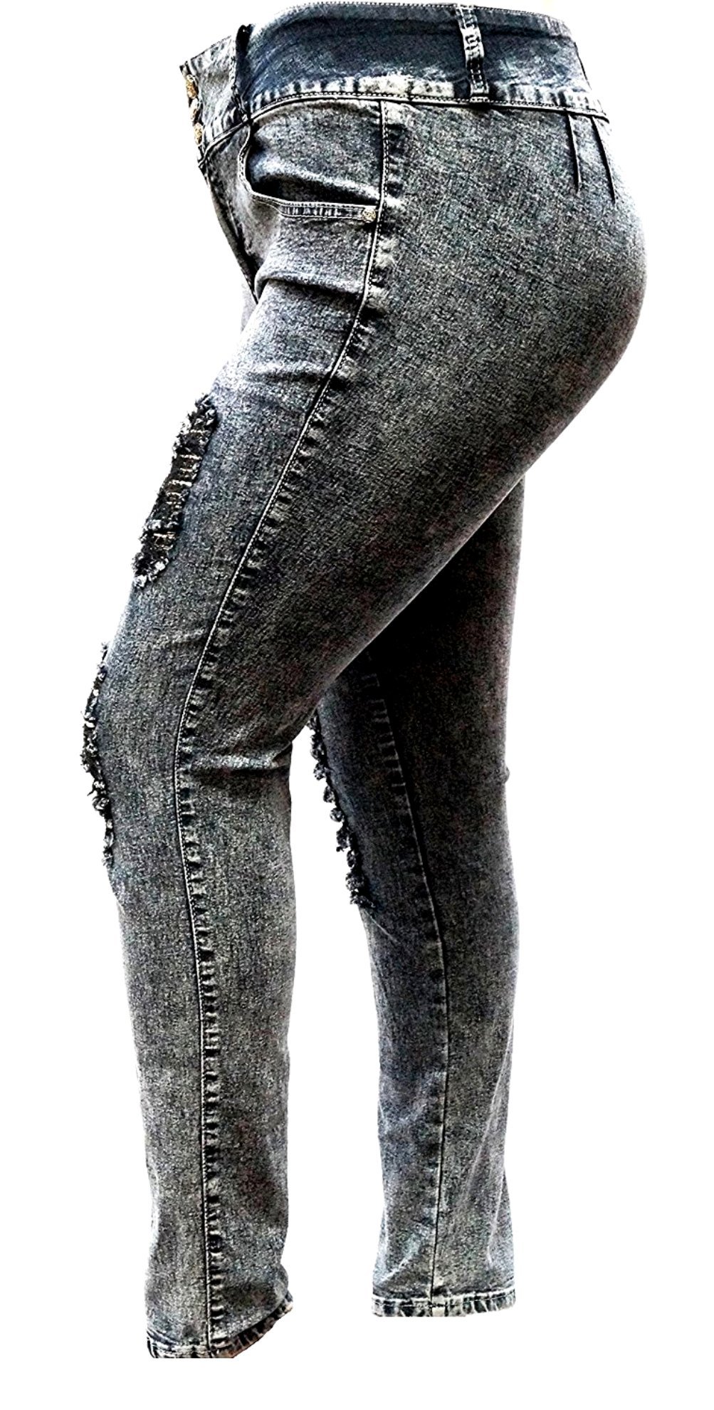 Jack David 1826 Women's Plus Size Stretchy Ripped Denim Jeans - Skinny Leg Pants for Casual Wear, Date Night & Everyday Comfort