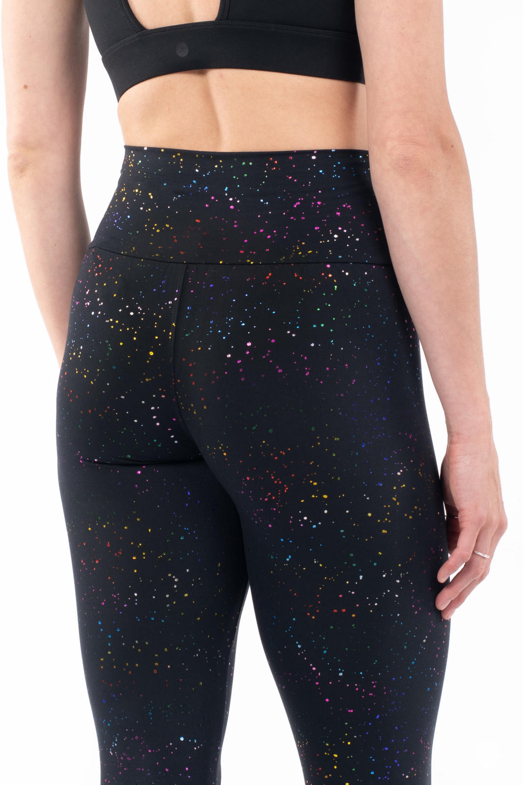 Rainbow Sparkle High Waisted Leggings for Women - Stretchy Yoga Pants with Glitter - Perfect for Workout, Gym, Dance & Everyday Wear