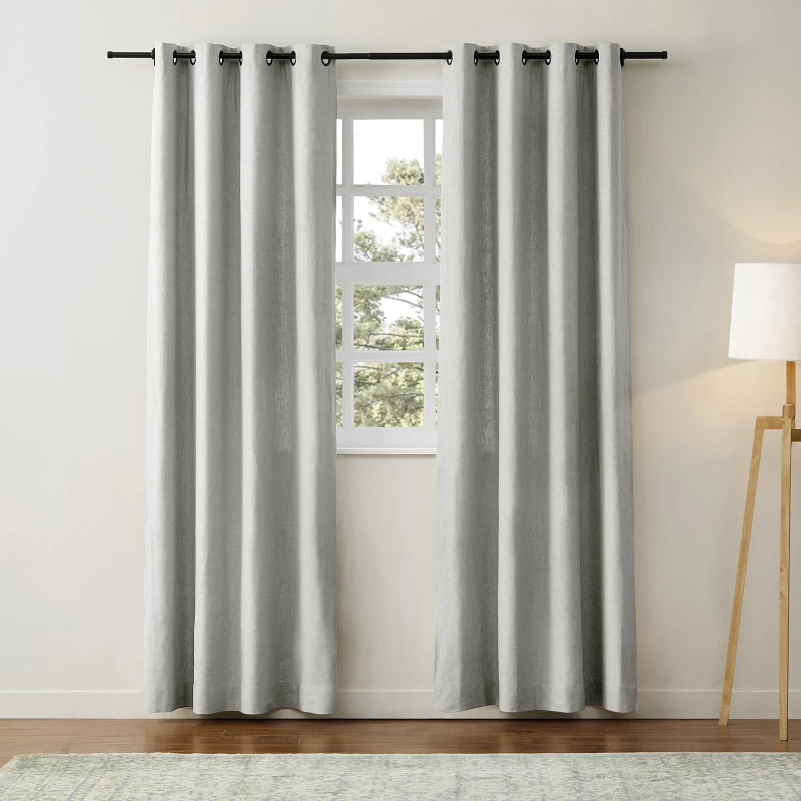 Luxury Linen Cotton Grommet Curtains for Living Room & Bedroom - Blackout Drapes with Metal Rings, Home Decor Window Treatments (52x84 Inch)