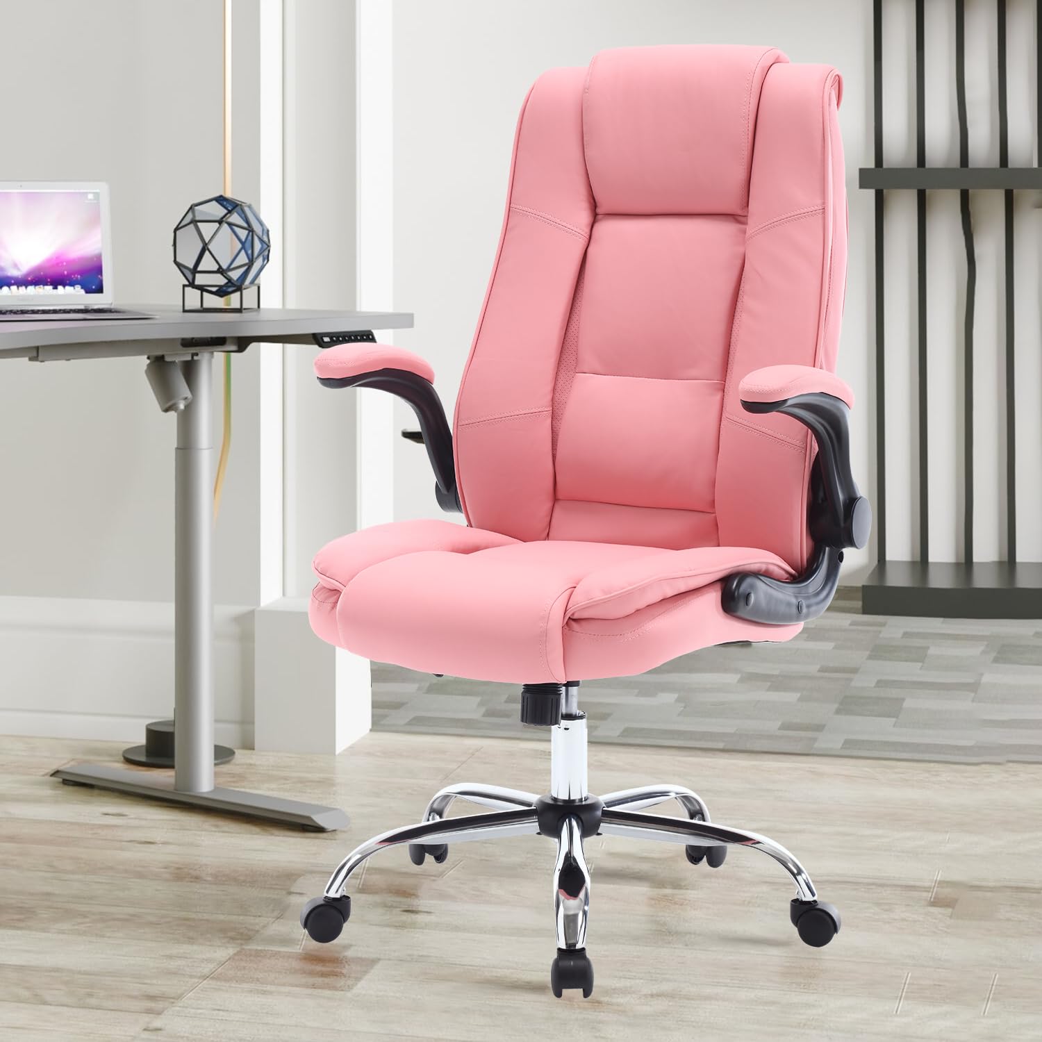 Ergonomic High Back Pink Office Chair for Women - 90°-120° Adjustable Swivel Computer Desk Chair with Wheels & Lumbar Support - Perfect for Home Office, Gaming, and Executive Workspaces