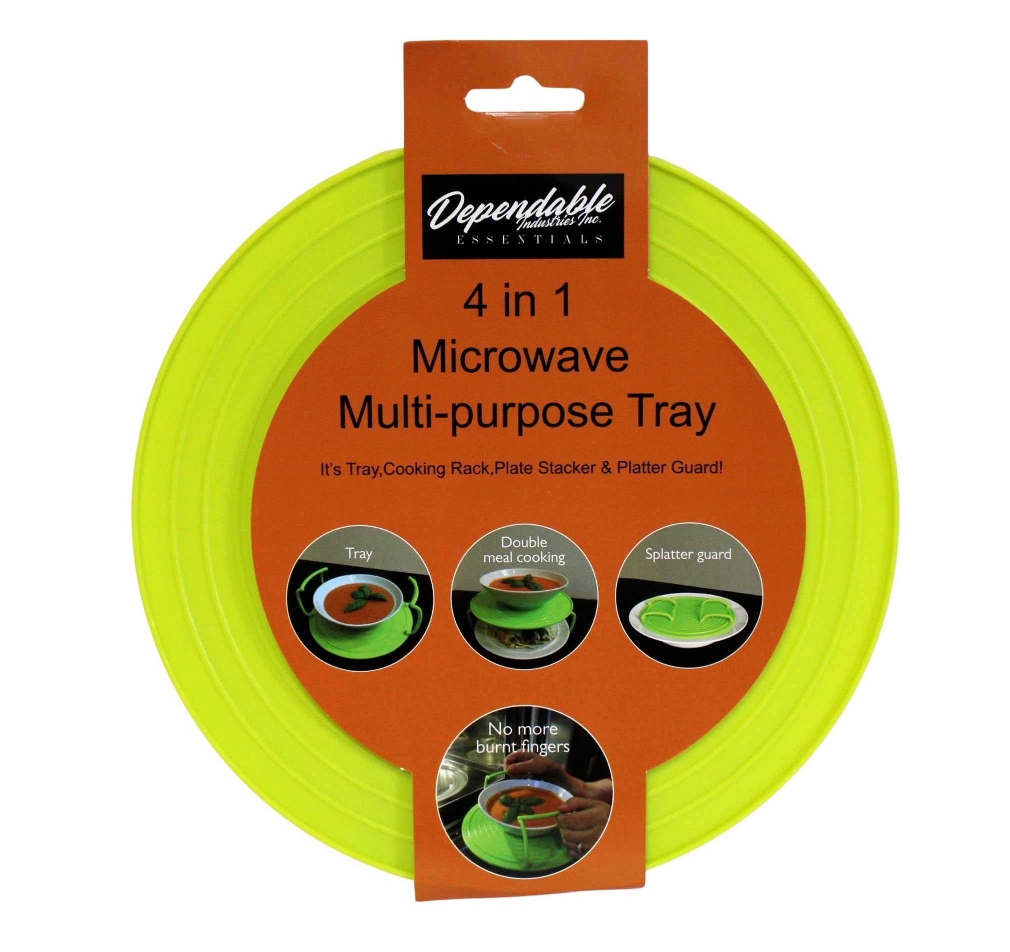 4-in-1 Microwave Tray Stand Rack with Splatter Guard - Stackable Carry Tray & Shelf Organizer (2 Pack, Green) - Perfect for Meal Prep, Reheating & Small Kitchen Storage