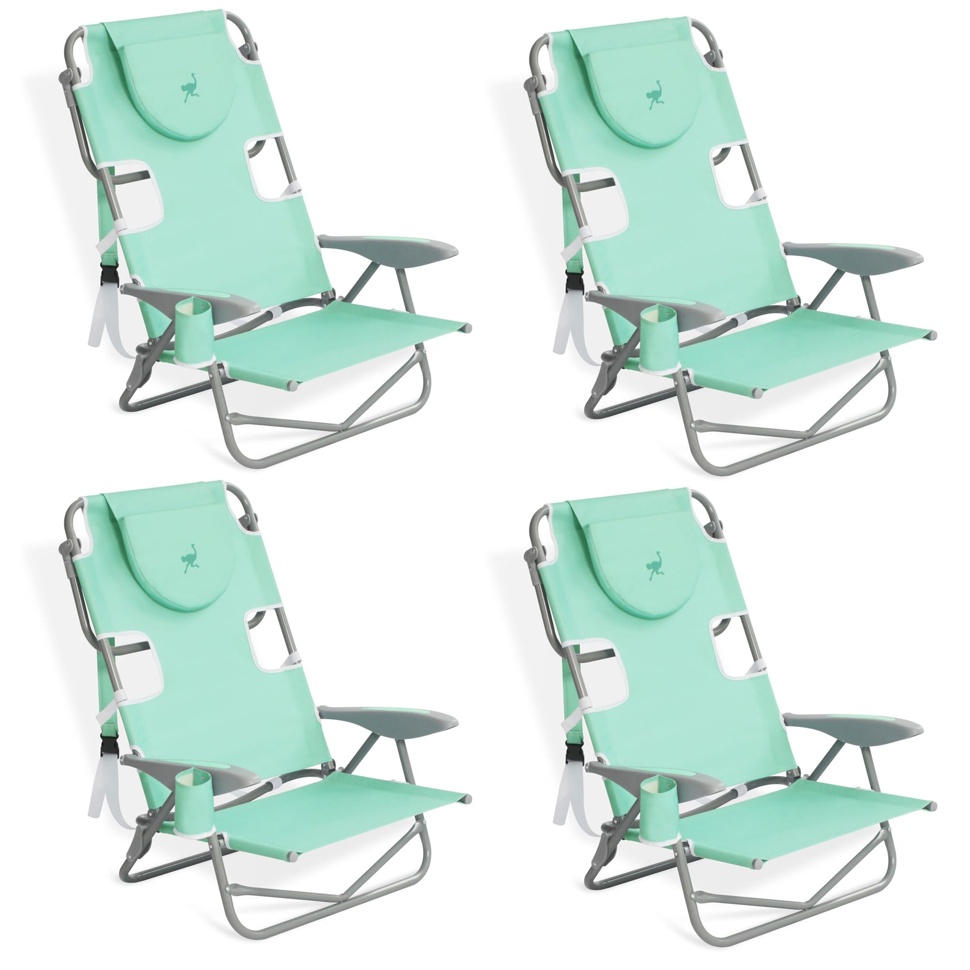 Lightweight Portable Folding Camping Chair with Backpack Straps & Cup Holder - 5-Position Reclining for Outdoor Relaxing, Picnics, Beach & Travel (4-Pack, Teal) - Perfect for Camping, Backyard, Concerts & Tailgating