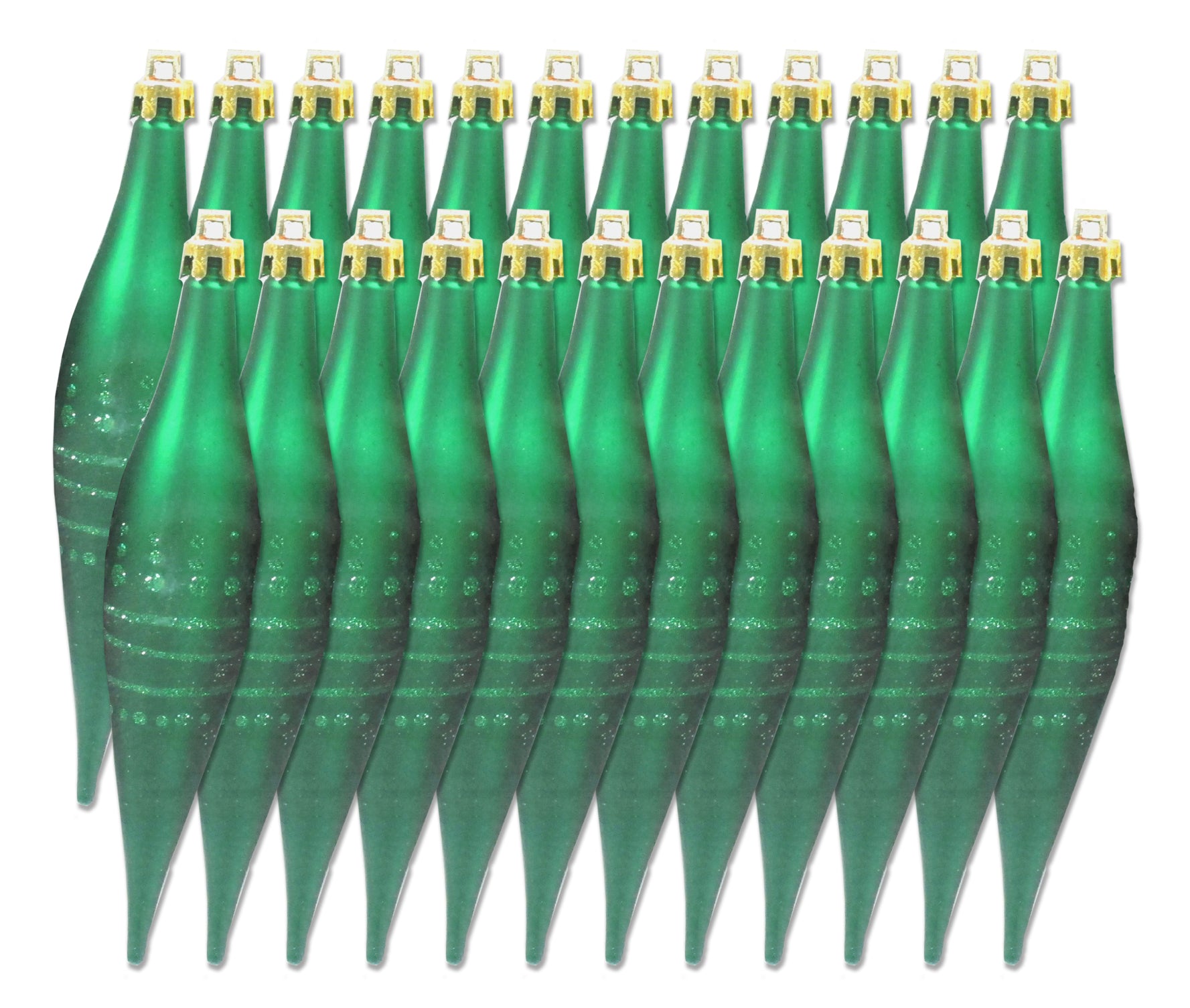 24 Pack Green Finial Ornaments with Polka Dot Design - Christmas Tree Toppers, Gift Box Decorations & Holiday Party Favors