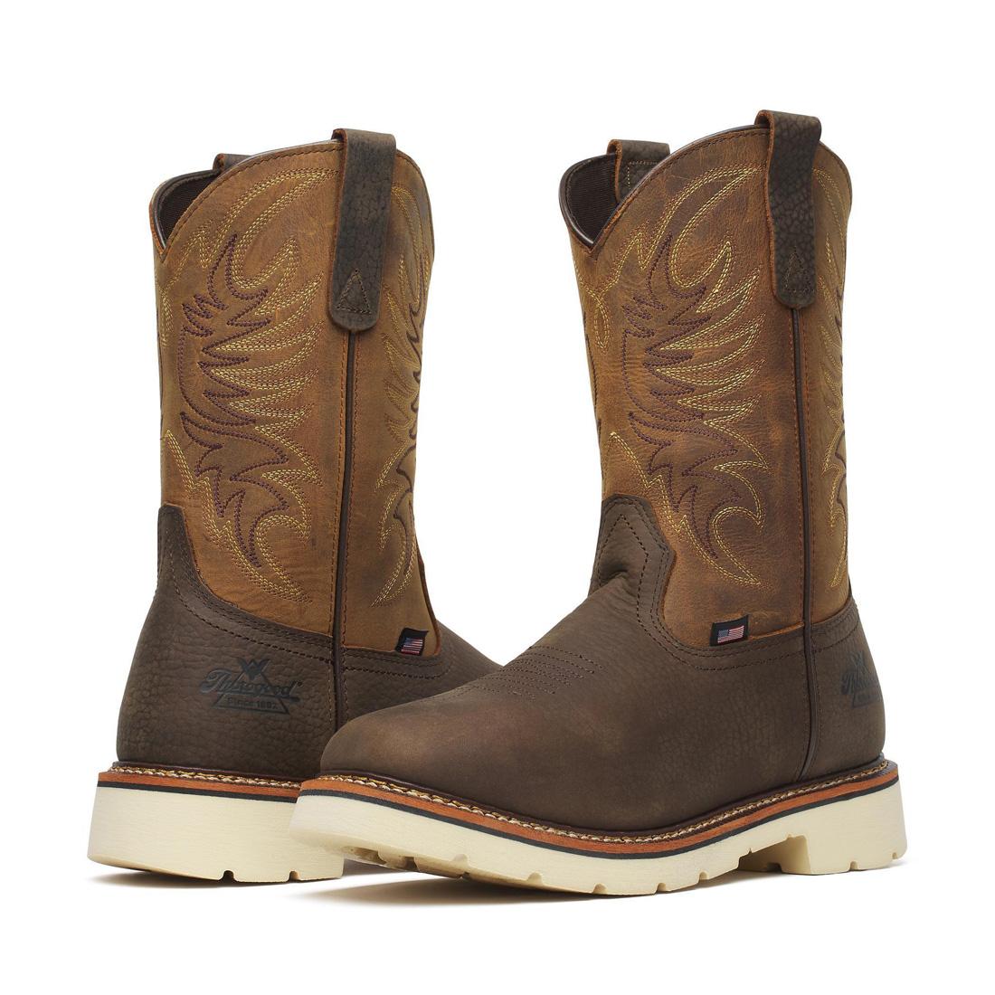 Square Toe Western Boots for Men - Crazy Horse Leather with Pebble Bottom - Comfortable Cowboy Boots for Riding, Work & Casual Wear (Size 11)