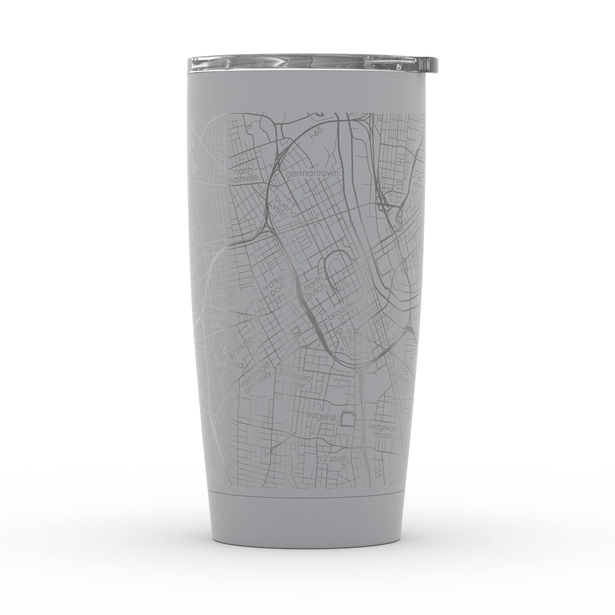 Personalized Nashville Tennessee Map Stainless Steel Tumbler - 20oz Insulated Travel Mug with Etched City Design (Dockside Gray) - Perfect for Coffee, Tea & Outdoor Adventures
