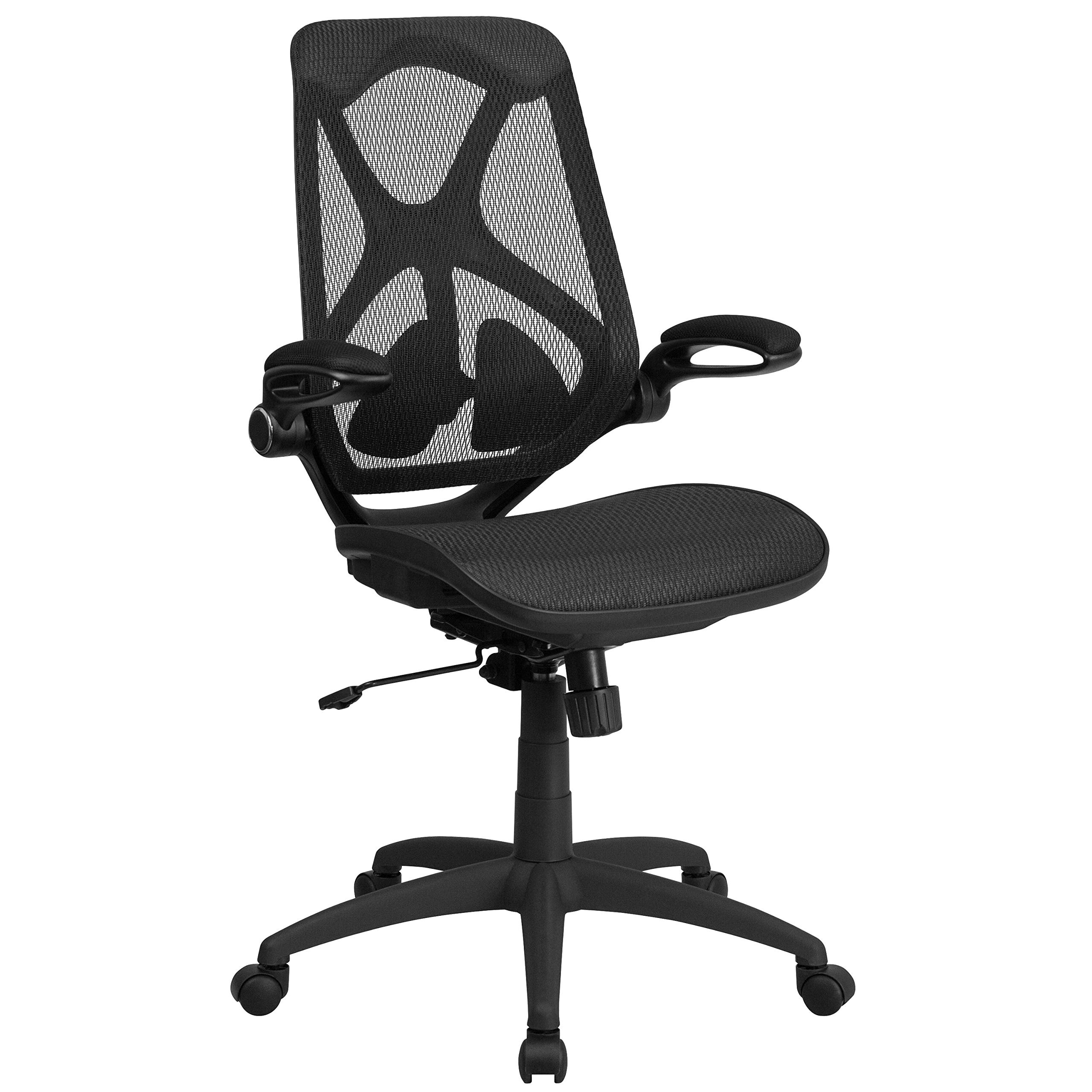 Ergonomic Mesh Office Chair with Adjustable Flip-Up Arms - Breathable Back Support for Home & Executive Workspaces - Ideal for Long Hours of Comfortable Sitting
