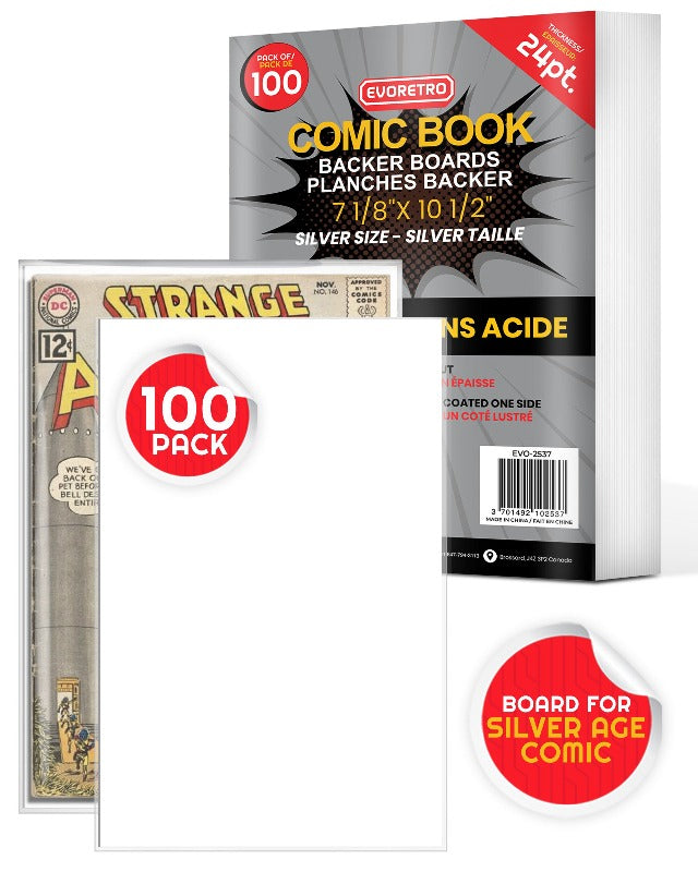 Silver Age Comic Backer Boards 24PT - Acid-Free Protection for Comic Book Storage & Display | Perfect for Collectors & Comic Shops