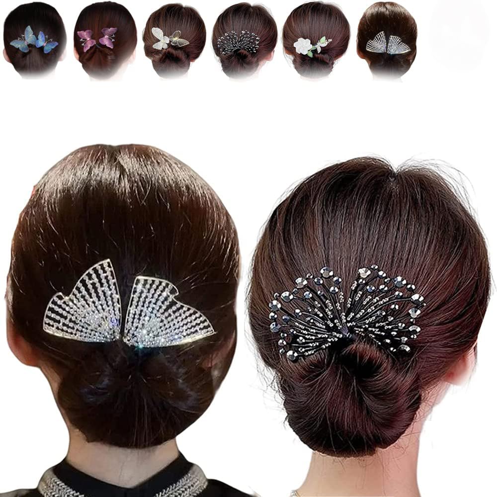 2Pcs Donut Hair Bun Maker & Flower Hair Clip Set - Vintage Hair Accessories for Women, Lazy Hair Curler, Bow Bun Roller, Hair Fold Wrap Snap Band - Perfect for Parties, Weddings & Everyday Styling