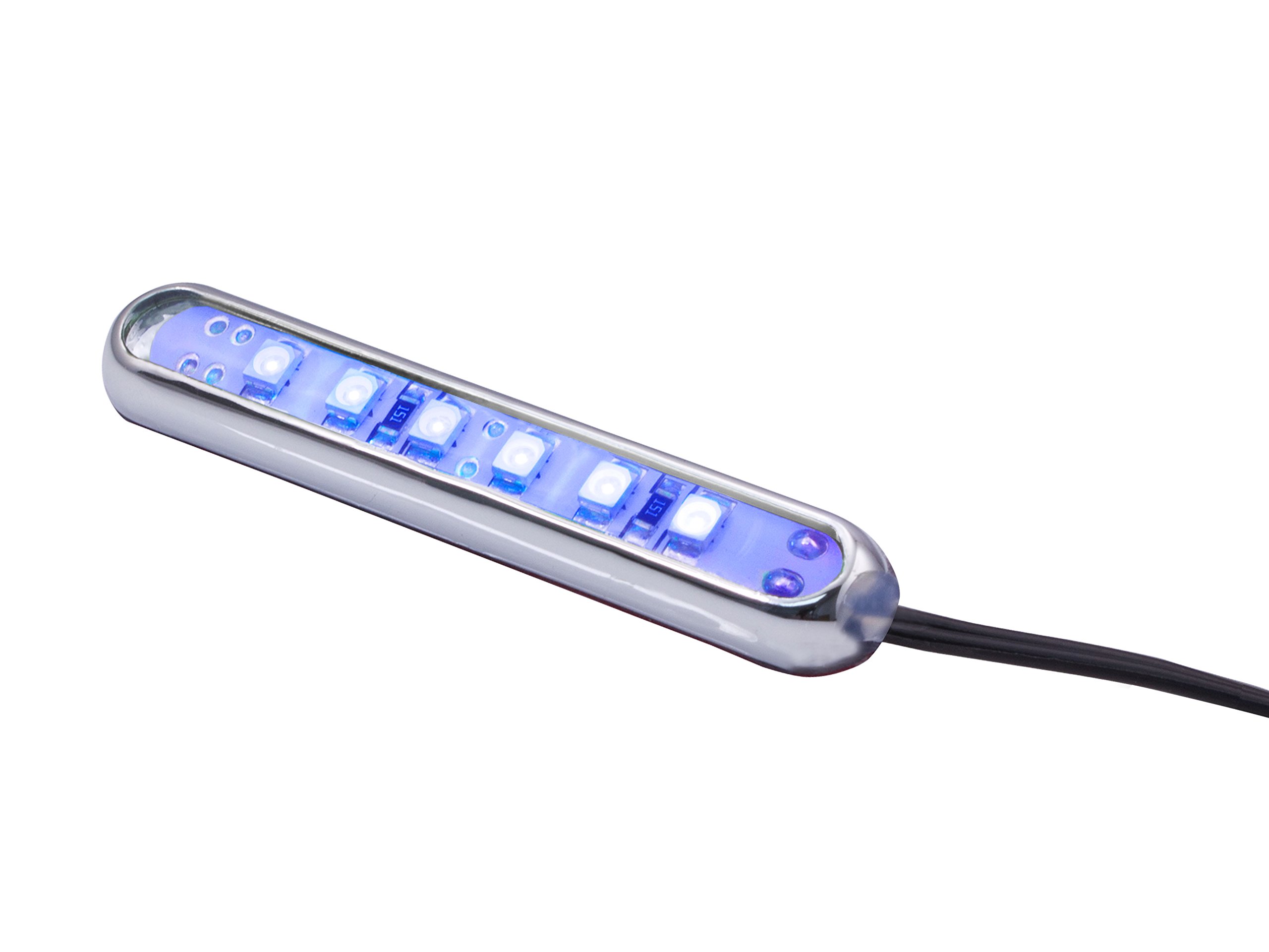 Oznium LED Modules - Straight Chrome with Blue LED Lights for Cars, Motorcycles & Home Decor - Bright, Energy-Efficient Lighting Solution