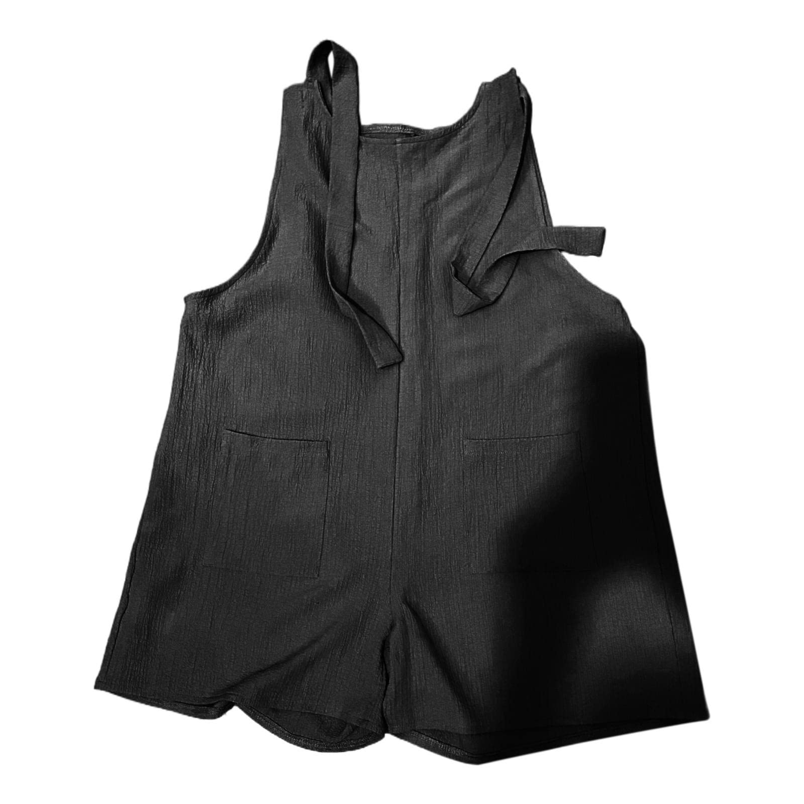Women's Casual Rompers with Pockets - Sleeveless Loose Jumpsuit for Summer Outings