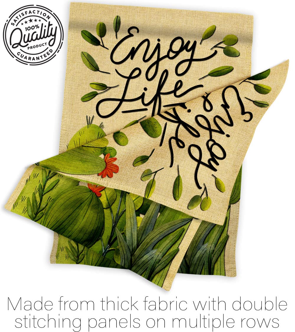 Breeze Decor Cactus Life Burlap House Flag - Southwest Desert Country Style Double-Sided Garden Banner | Made in USA | Perfect for Patio, Yard Decor & Western-Themed Gift Giving