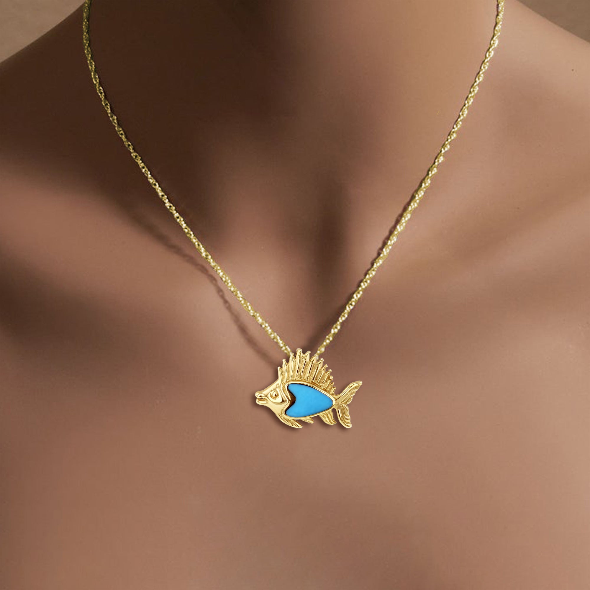 Arrowhead Aquamarine Fish Necklace - Handmade Sterling Silver Pendant for Women - Perfect for Beach Vacations, Boho Jewelry & Gift Giving