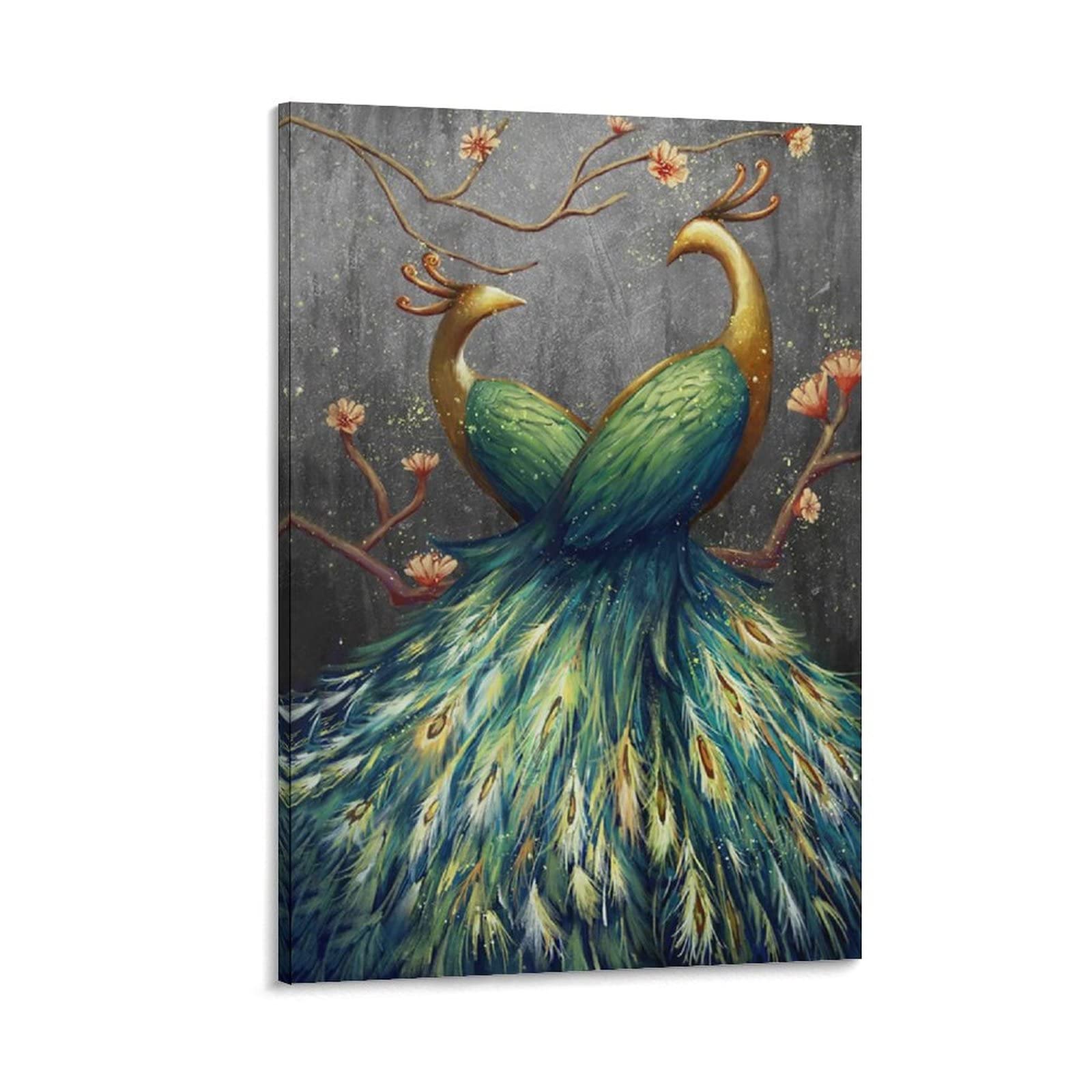 Beautiful Peacock Canvas Painting Wall Art Poster - 08x12inch (20x30cm) - Perfect for Bedroom, Living Room & Office Decor - Enhance Your Room Aesthetic with Vibrant Colors
