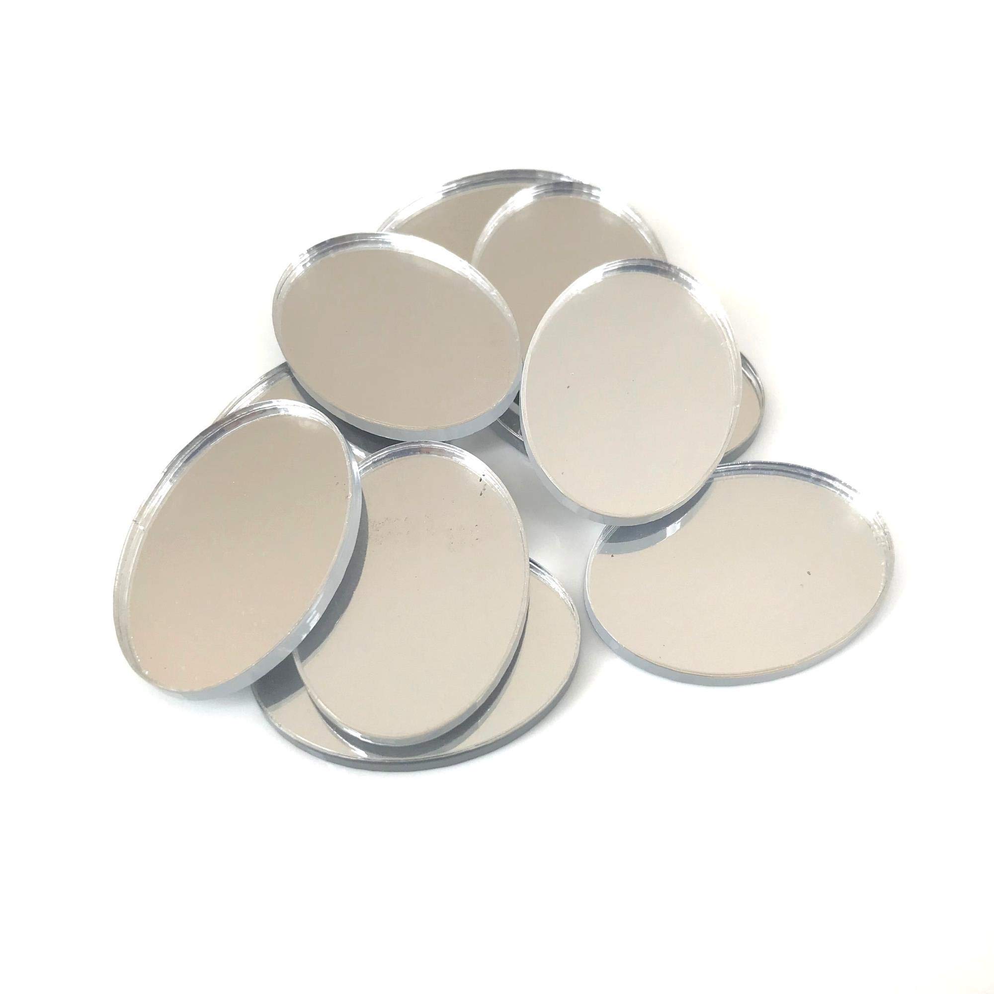 10-Pack Oval Shaped Crafting Mirrors - Shatterproof Acrylic, 6cm, Multi-Color for DIY Projects, Home Decor, Scrapbooking & Jewelry Making