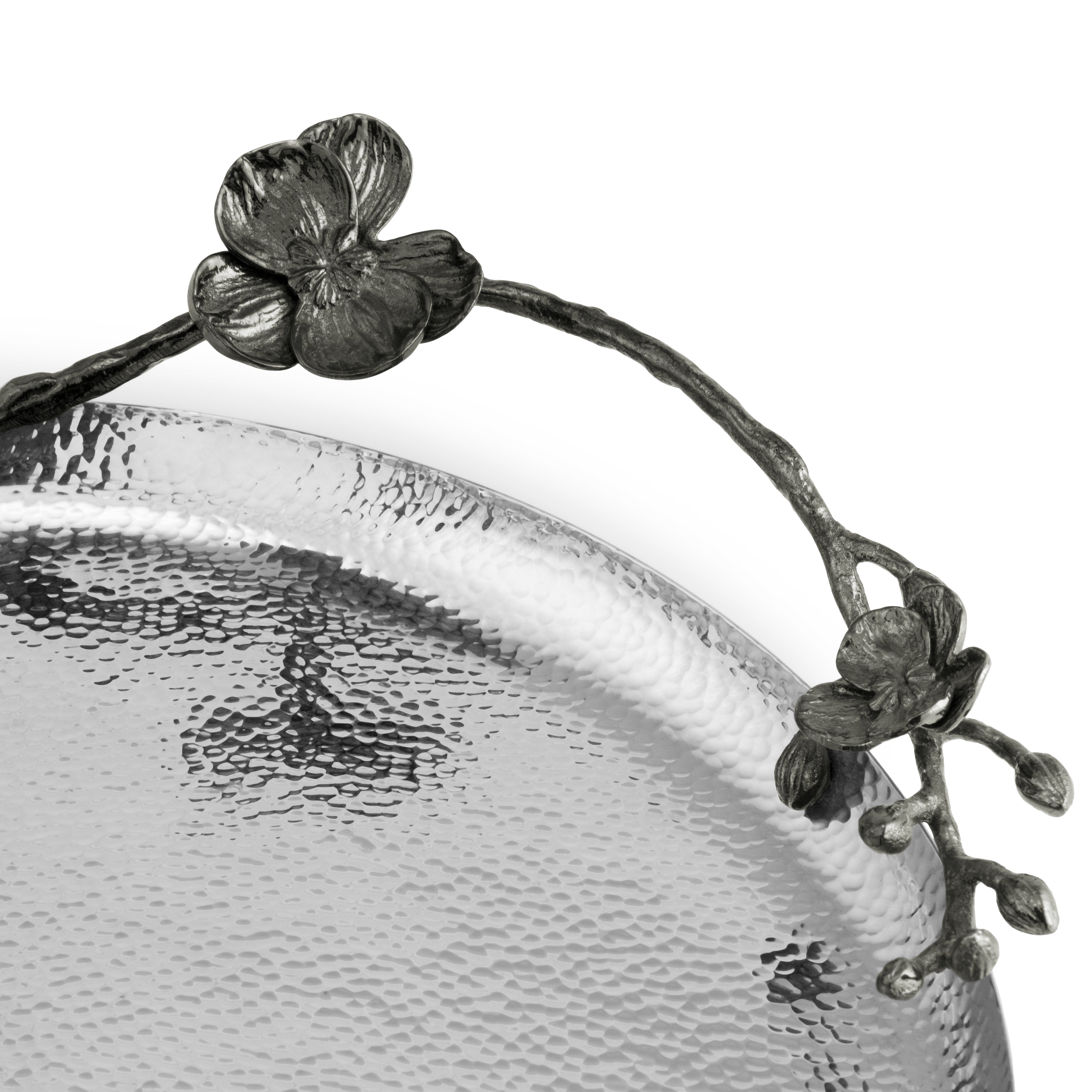 Black Orchid Round Tray - Decorative Serving Tray for Coffee Table, Dining Table, and Vanity | Perfect for Entertaining, Home Decor, and Gift Giving
