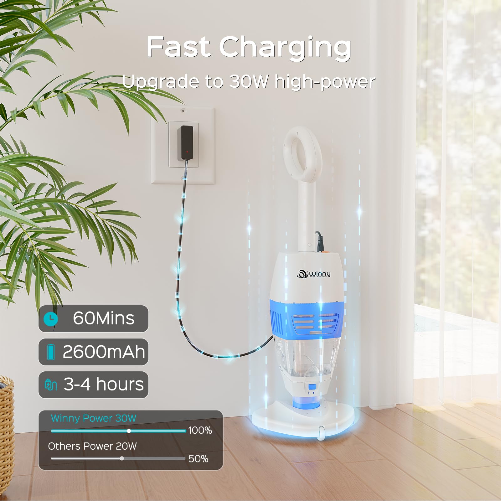 2024 Upgraded Cordless Handheld Pool Vacuum Cleaner with Telescopic Pole - 60 Mins Runtime for Deep Cleaning | Perfect for Small Inground & Above Ground Pools, Hot Tubs, Spas | Ideal for Quick Pool Maintenance & Spa Cleaning