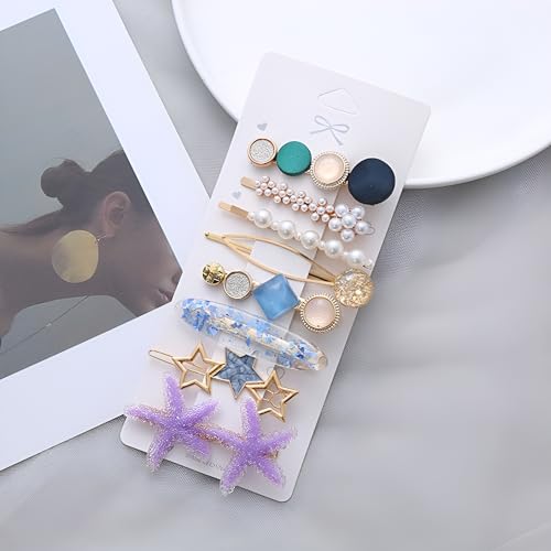 ANNACREATIONS 8-Piece Korean Style Pearl Metal Hair Clips Set - Elegant Plastic Pearl Barrettes Hairpins for Women & Girls (Purple) | Perfect for Weddings, Parties, Prom & Everyday Hairstyling