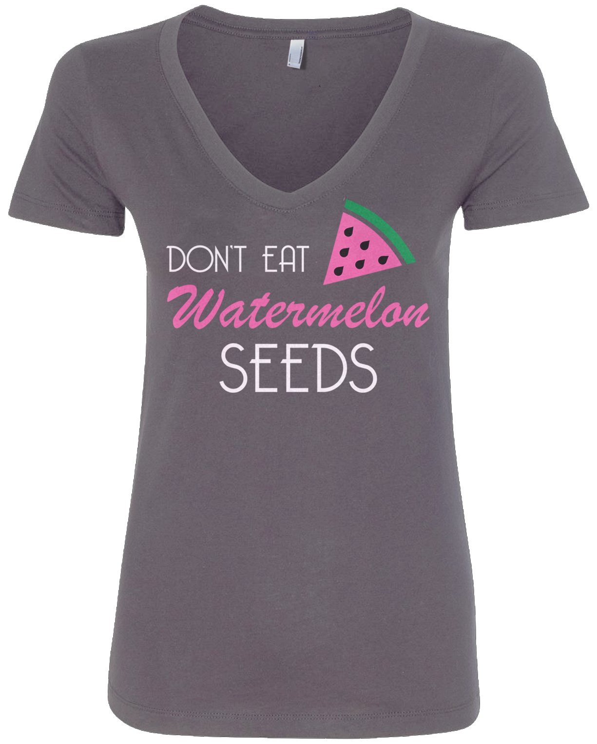 Threadrock Women's Funny Don't Eat Watermelon Seeds Graphic V-Neck T-Shirt - Casual Summer Tee for Beach, Vacation & Everyday Wear