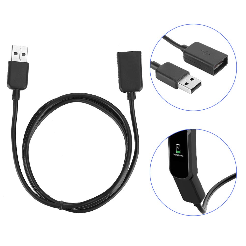 Cuifati 1M/3.28ft USB Charger Cable for Smart Bracelet Watch - TPE Soft Wristband Charger, Portable USB Adapter (Black) | Perfect for Fitness Tracking, Sleep Monitoring & Daily Wear