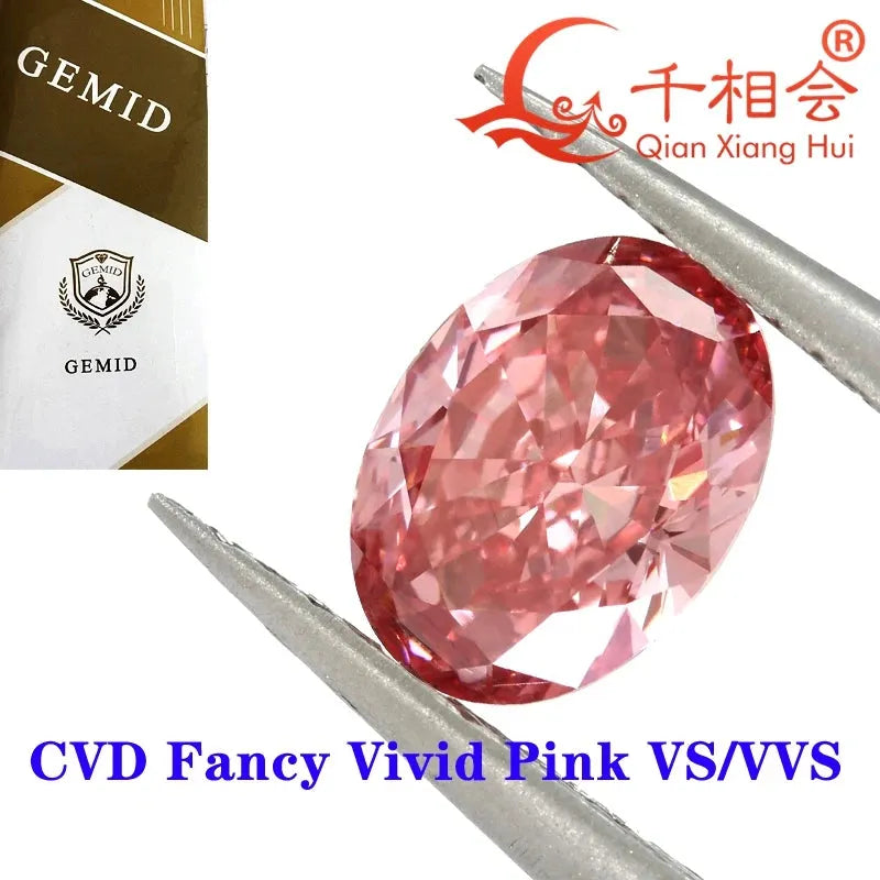 1.1ct & 1.6ct Lab-Grown CVD Diamond - Fancy Vivid Pink Oval Shape (VS/VVS Clarity) | GEMID Certified Loose Stones for Jewelry Making & Engagement Rings