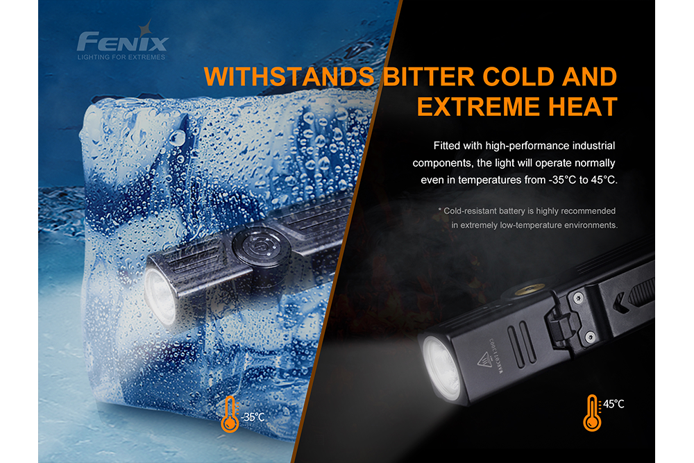 Fenix WT25R Rechargeable LED Flashlight - 1000 Lumens High Brightness, Adjustable Head for Camping, Hiking & Emergency Use