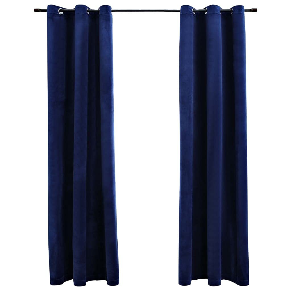 Navy Blue Velvet Blackout Curtains - 2 Panels with Rings, 37x63 Inch Thermal Insulated Darkening Window Drapes for Living Room, Bedroom & Office - Machine Washable for Easy Care | Perfect for Light Control, Privacy & Energy Savings