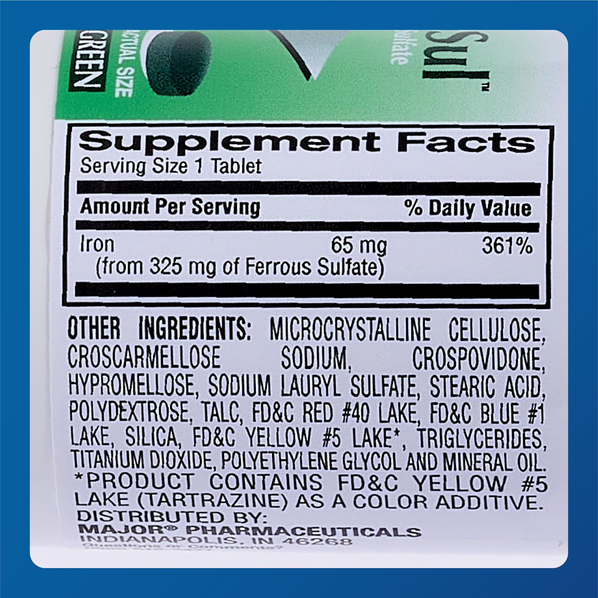 Major Ferosul - Ferrous Sulfate 325mg Tablets with 65mg Elemental Iron - Premium Iron Supplement for Women & Men - Supports Energy & Red Blood Cell Production - 100 Tablets (3 Pack) - Ideal for Anemia Prevention & Fatigue Relief