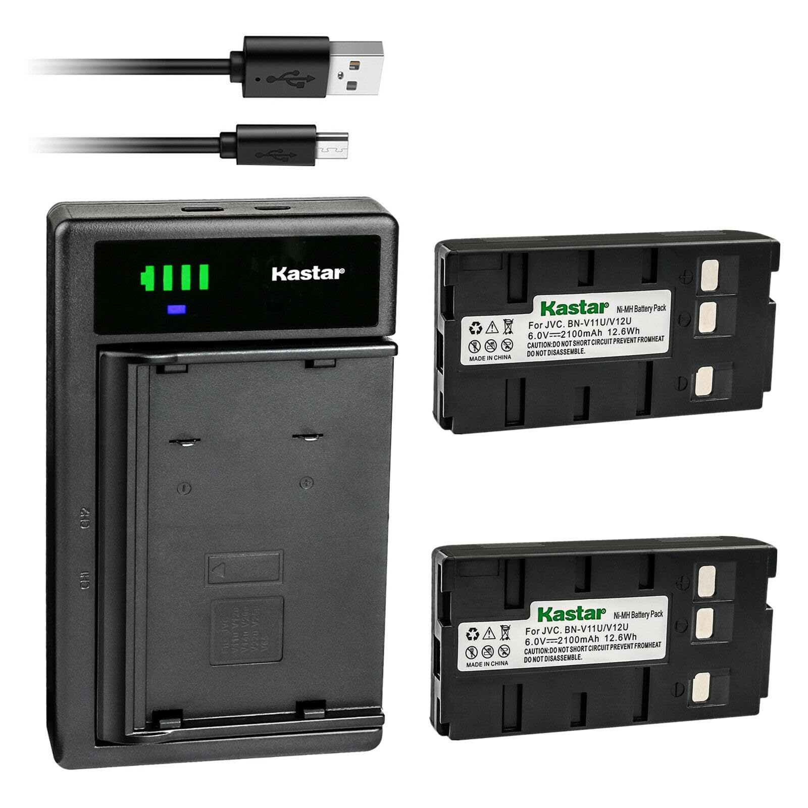 Kastar 2-Pack Replacement Battery & Smart USB Charger for JVC GR-SXM Series Camcorders - Perfect for Travel, Vlogging, and Home Video Recording