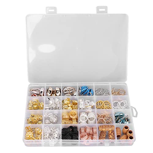 258pcs Hair Coil Dreadlocks Set - Vintage Alloy Jewelry Rings & Clips for Beard Braids & Locs - Perfect for Boho, Festival & Afro Hairstyles