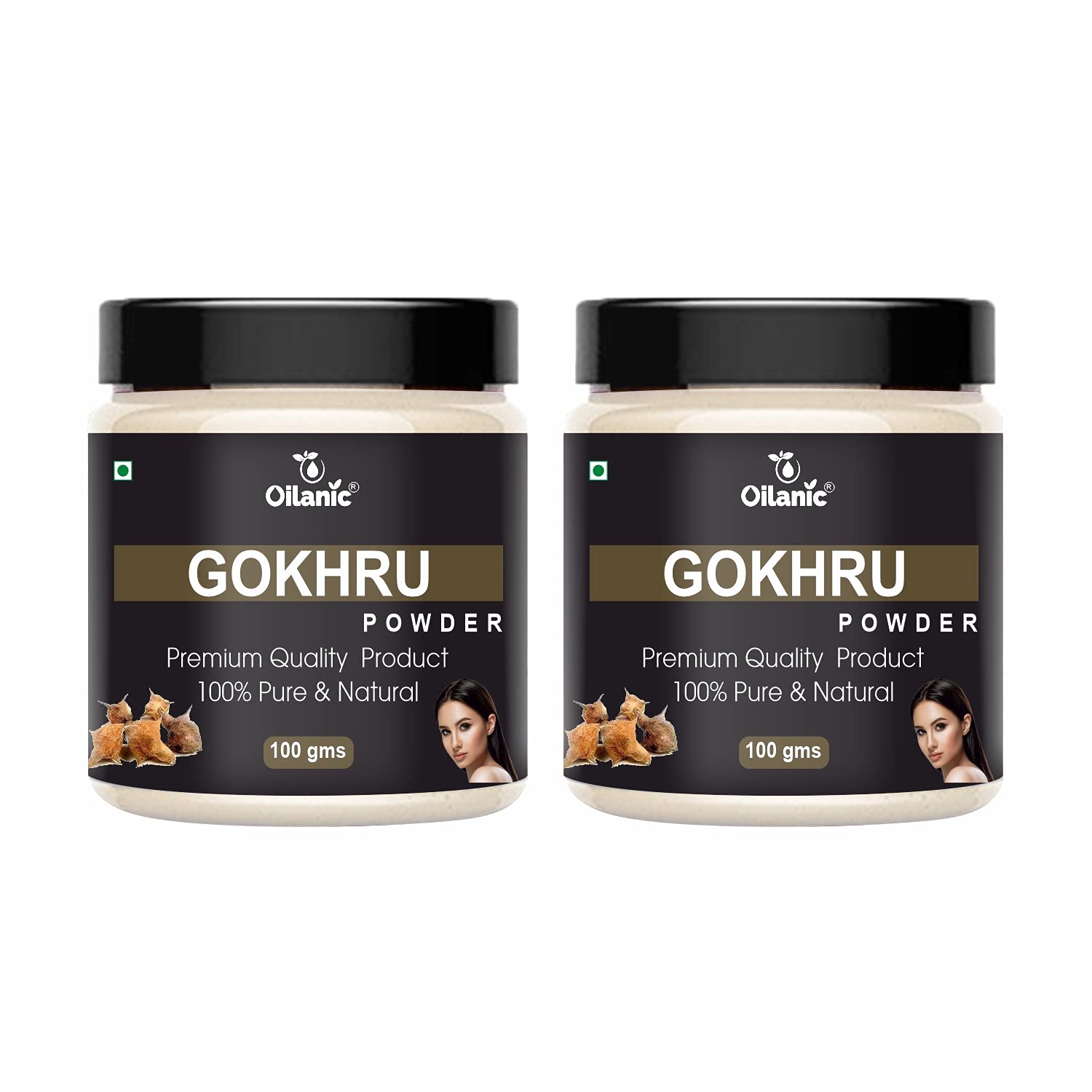 Oilanic 100% Pure Natural Gokhru Powder for Skin & Hair Care - 2 Pack (200g Each) | Herbal Supplement for Healthy Skin & Hair Growth | Perfect for DIY Face Masks & Hair Treatments