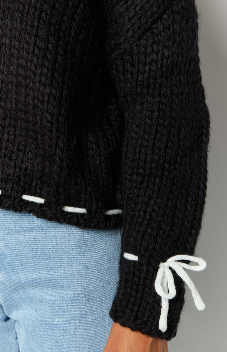 Bea Black Sweater for Women - Soft & Cozy Knit Pullover - Winter Warm Casual Tops - Perfect for Office, Dating & Weekend Outfits