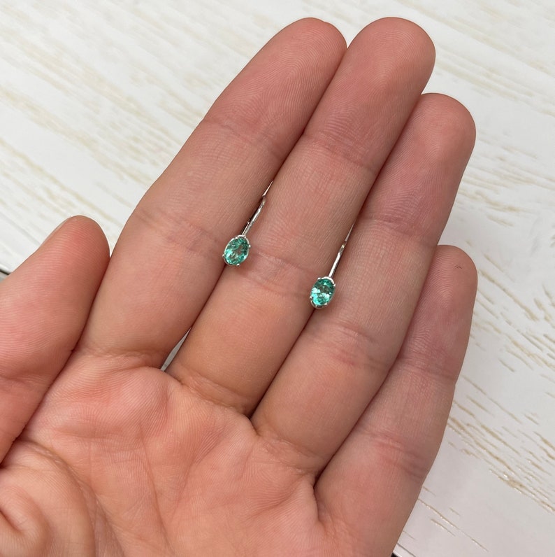 0.50tcw Natural Real Emerald Oval Cut Lever Back Earrings 14K Gold - Elegant Petite Jewelry for Women, Perfect for Weddings, Parties & Special Occasions