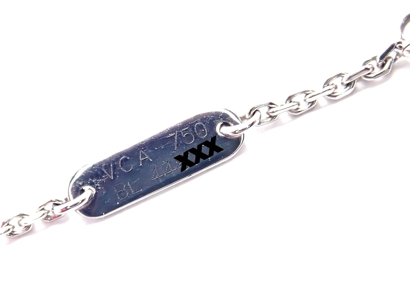 Authentic Van Cleef & Arpels Alhambra 18k White Gold Pink Opal Necklace with Certification - Luxury Jewelry Gift for Women, Perfect for Weddings & Special Occasions