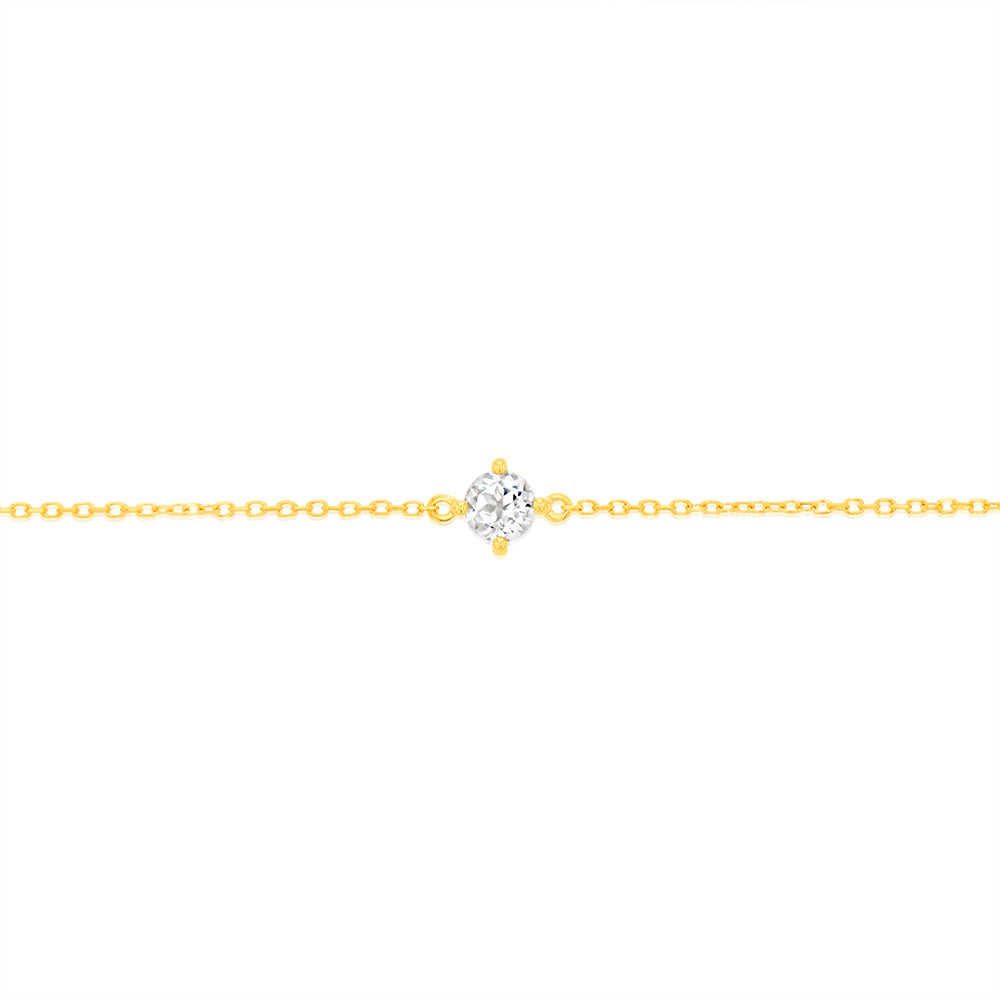 0.30 Carat White Topaz Adjustable Bracelet 17cm in 9ct Yellow Gold - Elegant Jewelry for Women, Perfect for Weddings, Parties & Gifts