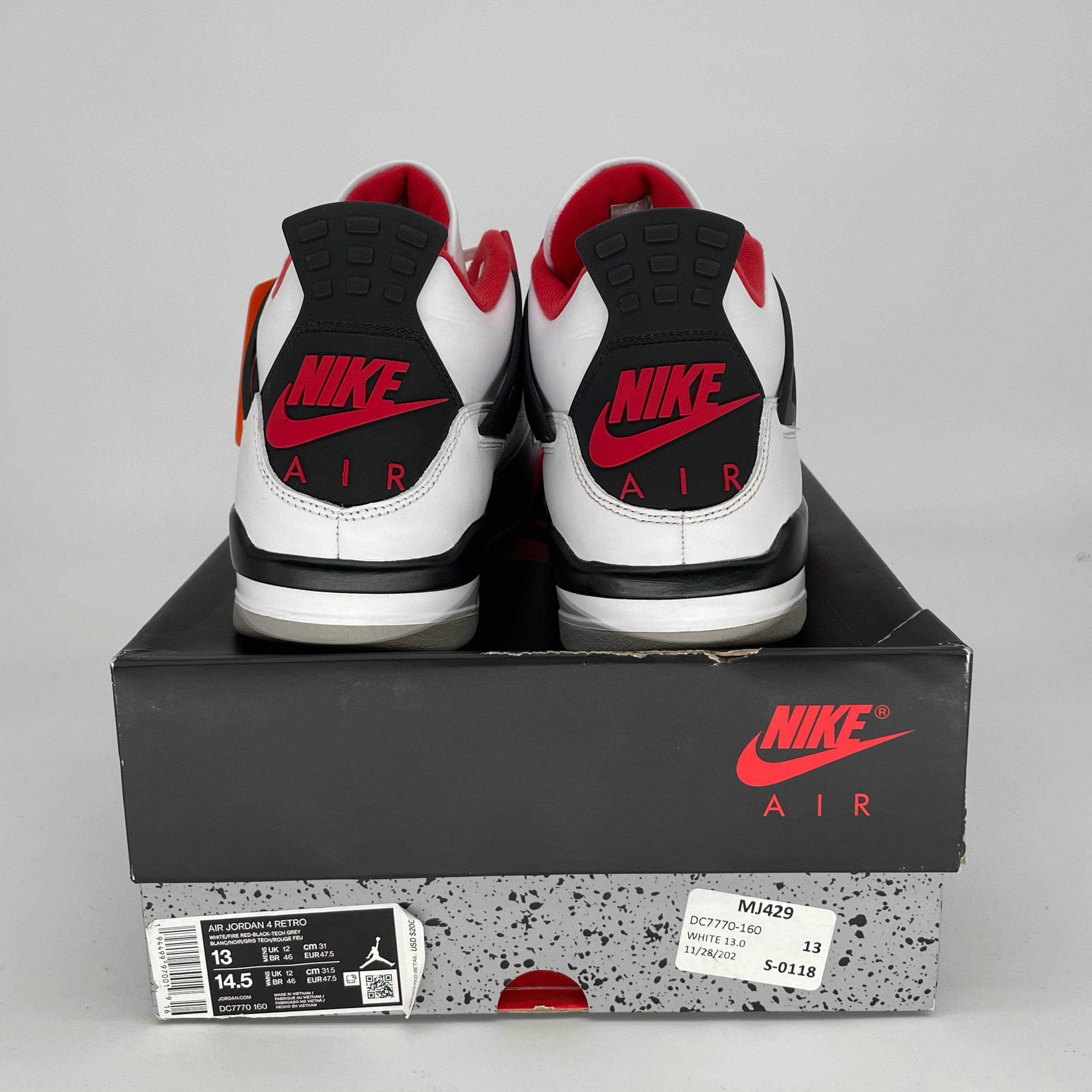Original Air Jordan 4 Retro 'Fire Red' Men's Basketball Shoes - Size 13 (DC7770-160) - Perfect for Streetwear, Sneaker Collecting & Basketball Games