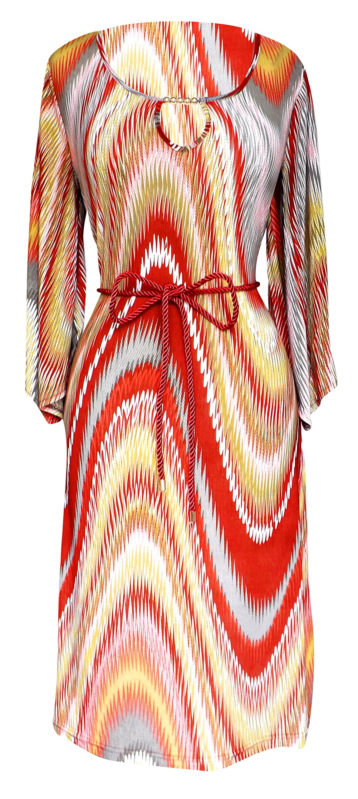 Women's Surplice Midi Shift Dress with 3/4 Bell Sleeves - Flattering A-Line Summer Dress for Casual Outings, Office Wear & Date Nights