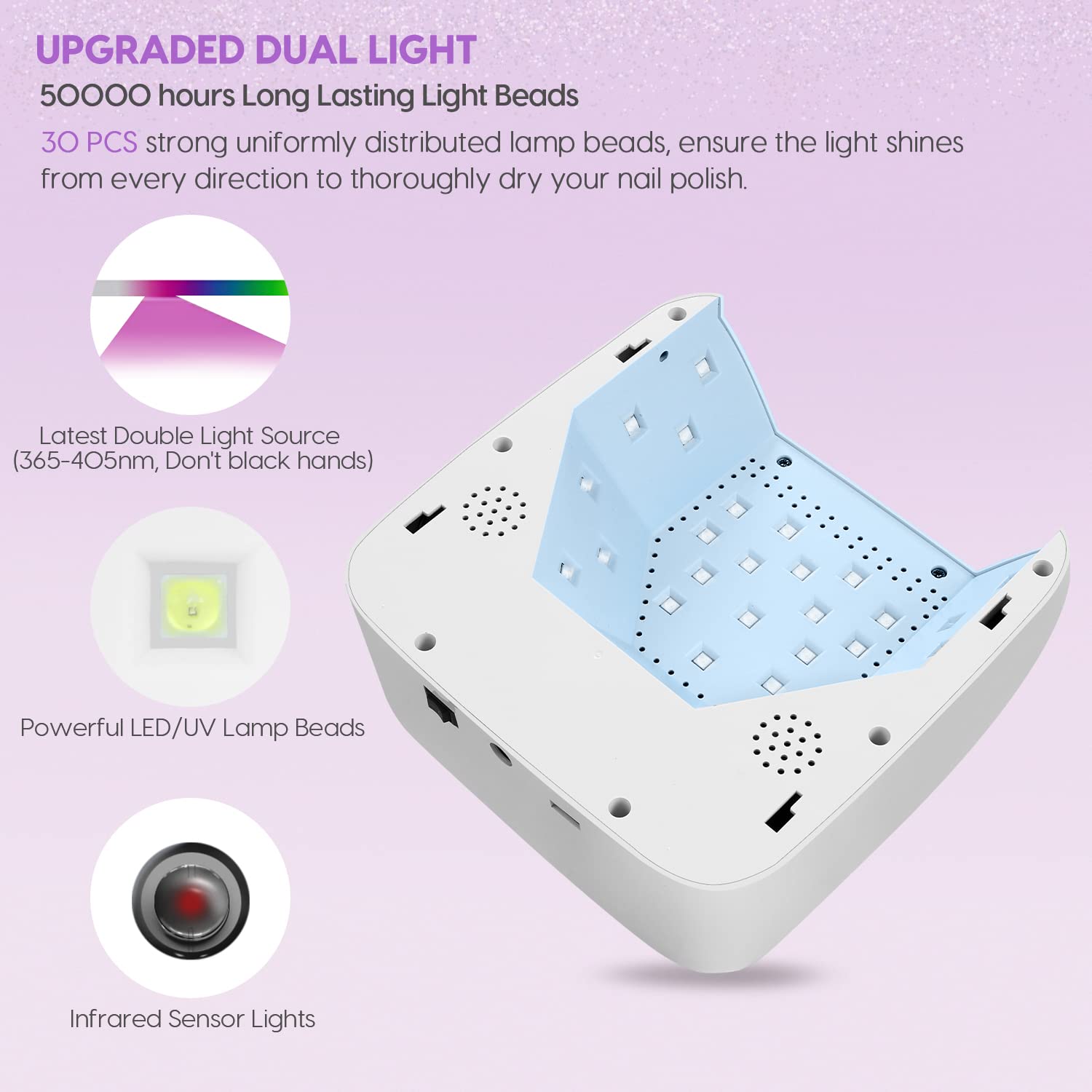 Professional 72W UV LED Nail Lamp - Cordless Gel Nail Dryer with 5 Timer Settings & Touch Screen Auto Sensor | Fast Curing for Salon & Home Manicures, Perfect for Gel Polish, Acrylics & Nail Art