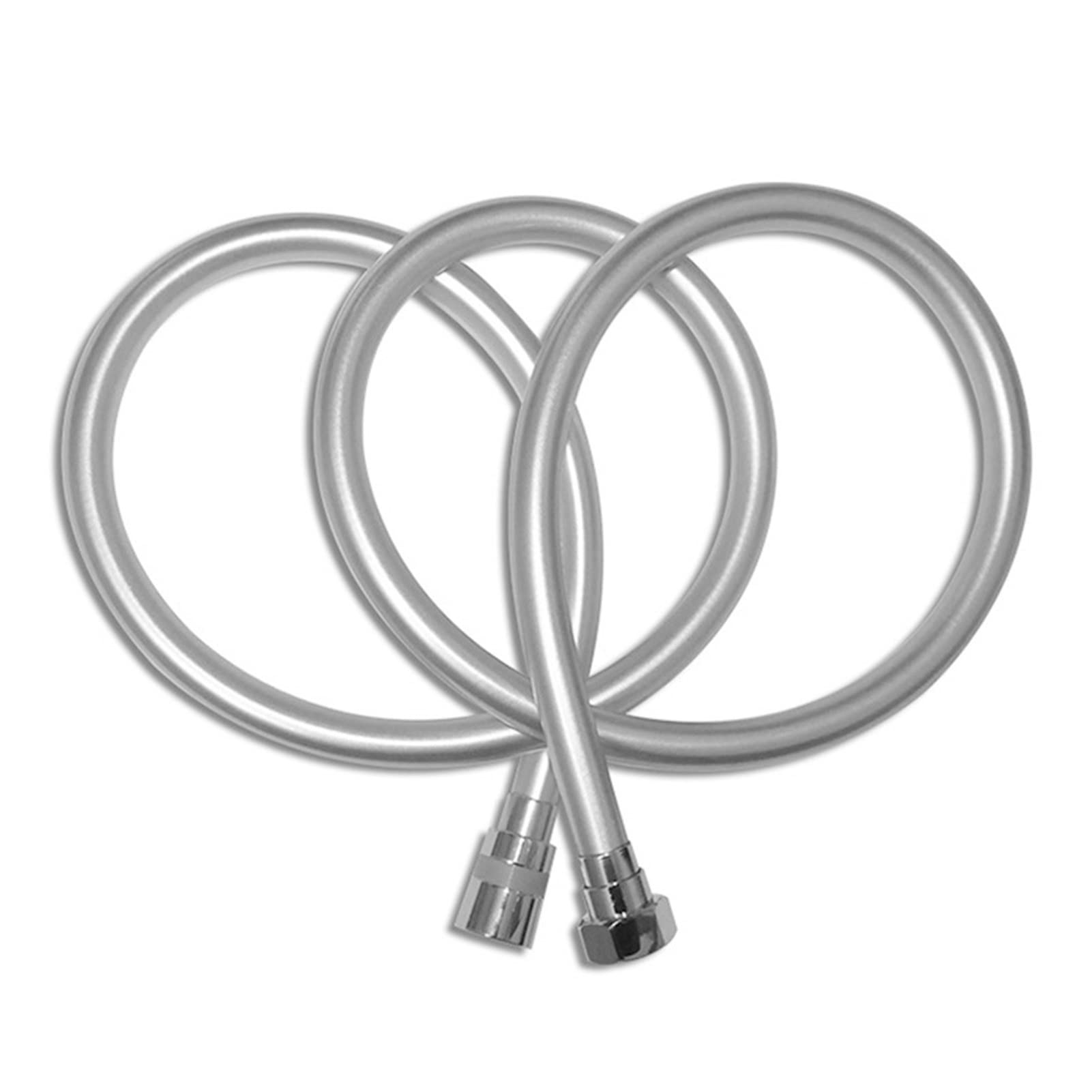 360° Rotating Anti-Kink Shower Hose - 1.5m Flexible PVC Handheld Shower Extension Pipe with Metal Connectors (Silver Gray) - Perfect for Bathroom, Spa, RV & Pet Washing