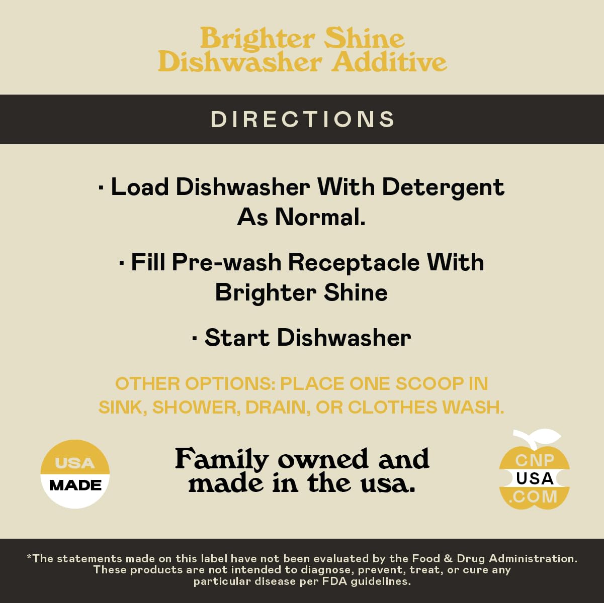 Brighter Shine - 60 Uses Natural Lemon Dishwasher Additive & Citric Acid Cleaner | Hard Water Spots Remover | Eco-Friendly Kitchen & Bathroom Cleaning Solution