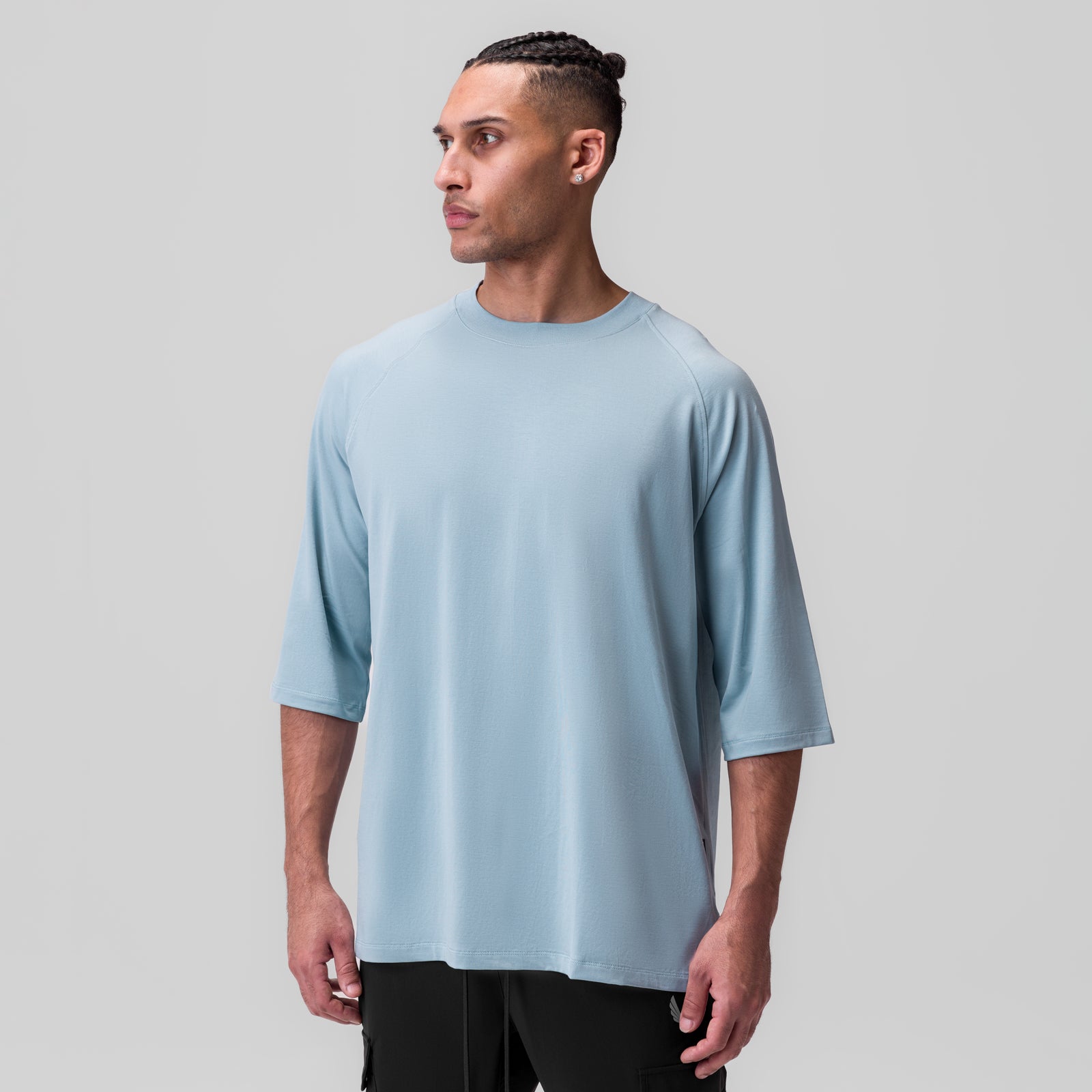 Supima® Cotton 3/4 Sleeve Oversized T-Shirt for Women - Light Sky Blue | Soft & Breathable Casual Top for Lounge, Travel & Everyday Wear