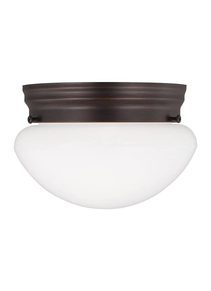 Generation Lighting 5326-710 Webster One-Light Bronze Flush Mount Ceiling Fixture - Perfect for Bedroom, Hallway & Entryway Lighting