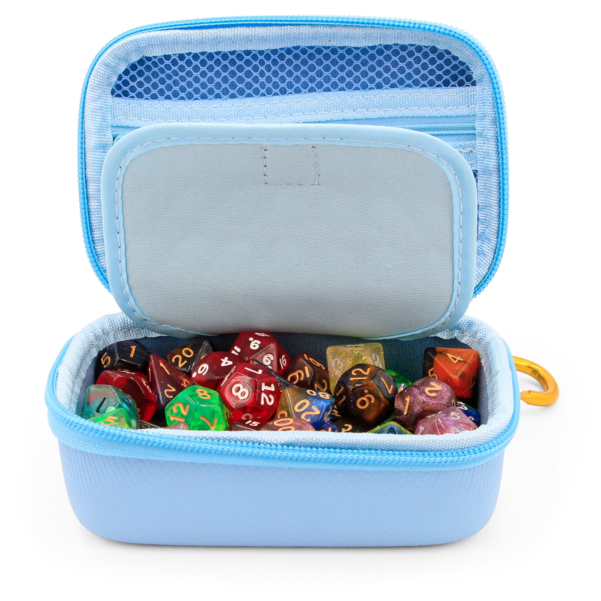 CASEMATIX Hard Shell Travel Dice Case - Padded RPG Dice Holder with Interior Divider & Wrist Strap | Protective Storage Box for Dungeons & Dragons, MTG, Board Games | Perfect for Gamer Travel & Tabletop Gaming