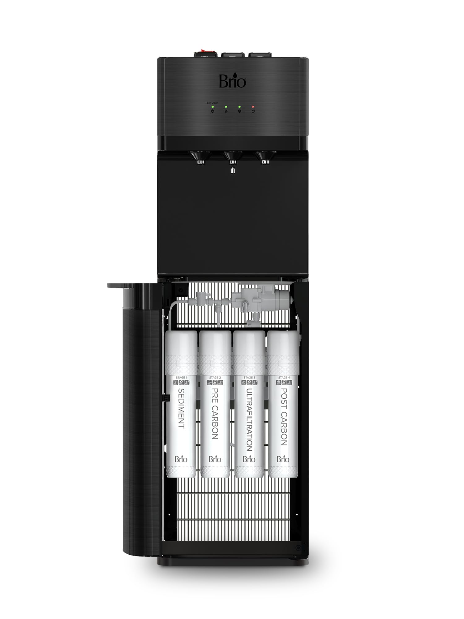 Brio 4-Stage Bottleless Water Cooler - Tri-Temp, UV Self-Cleaning, Child Lock for Home & Office