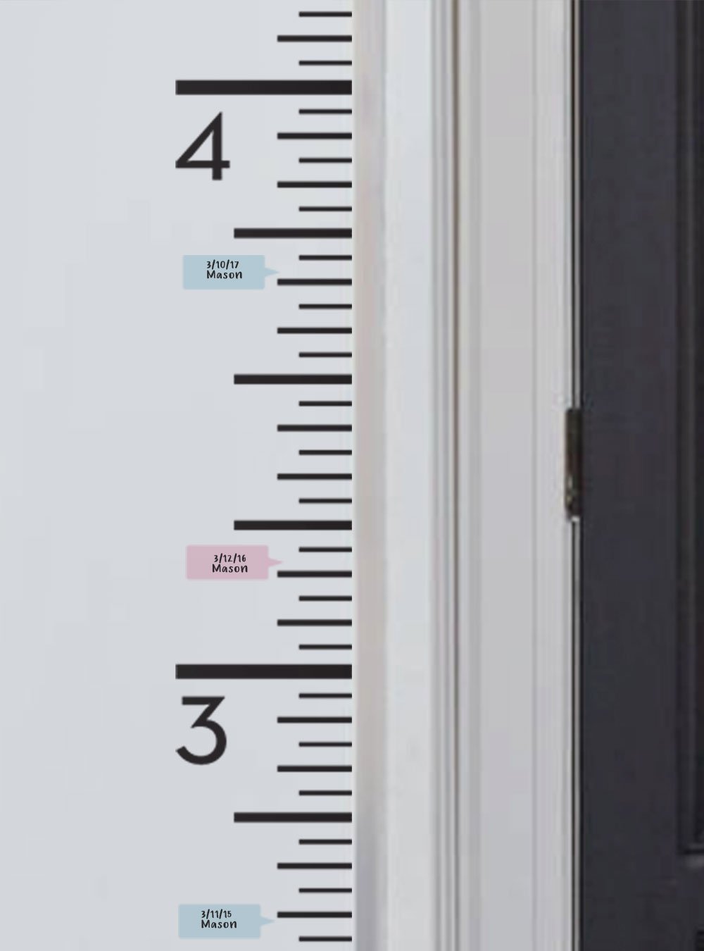 Powder Blue Simple Shapes Growth Chart Markers - Kids Room Vinyl Wall Decals for Nursery, Bedroom & Playroom Decor